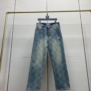 Gucci Light Blue GG-Print Denim Jeans